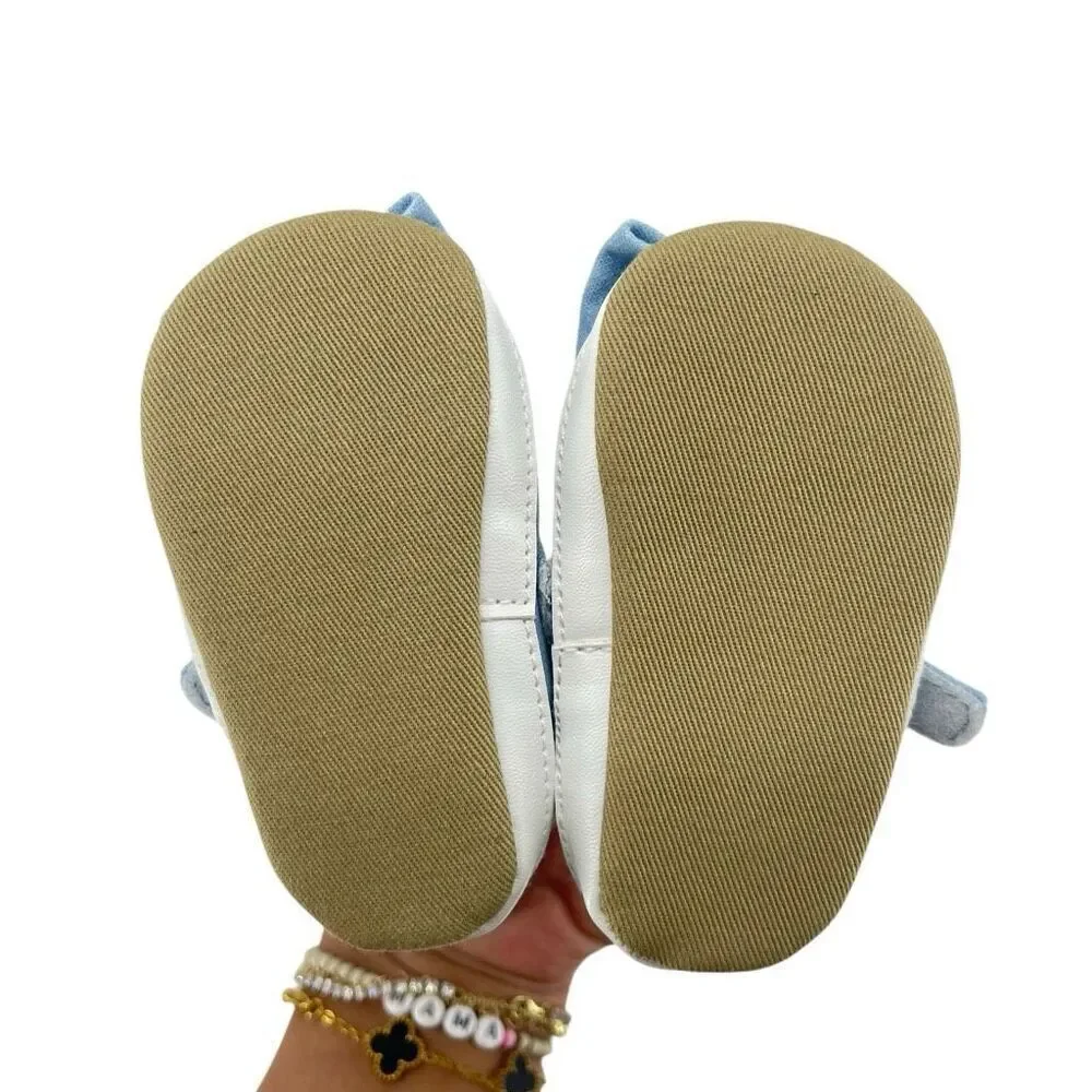 Carter’s Baby Girl Blue Bow Mary Jane Crib Shoes Soft Sole Newborn 0-3M
